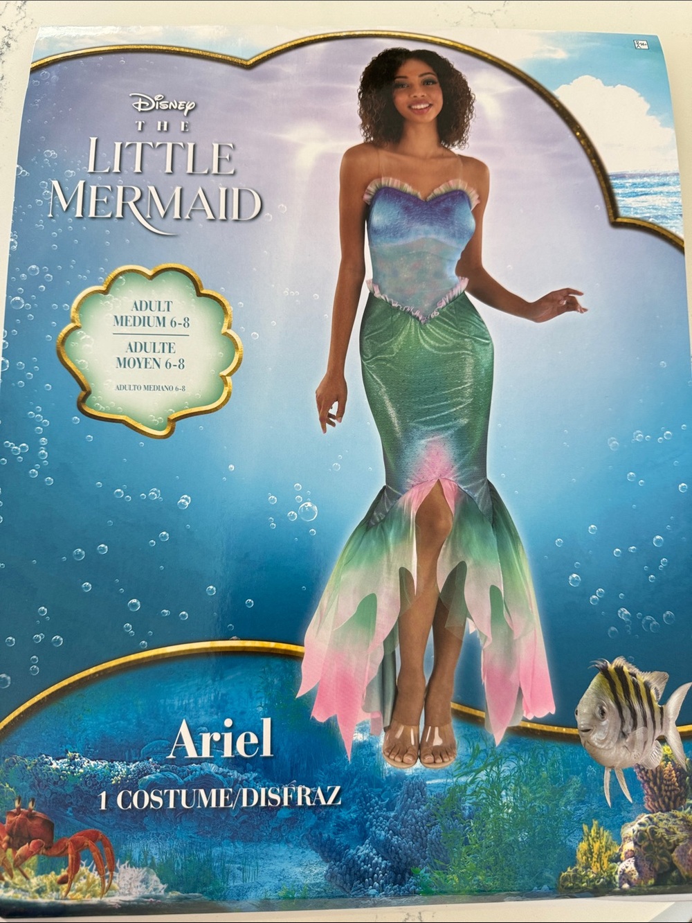 Disney The Little Mermaid Ariel One-Piece Costume in Green, Pink and Blue Medium